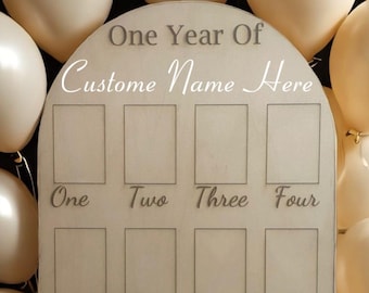 ONE YEAR BOARD to display baby pictures, nursery decor, baby shower gifts, First Year Birthday Party