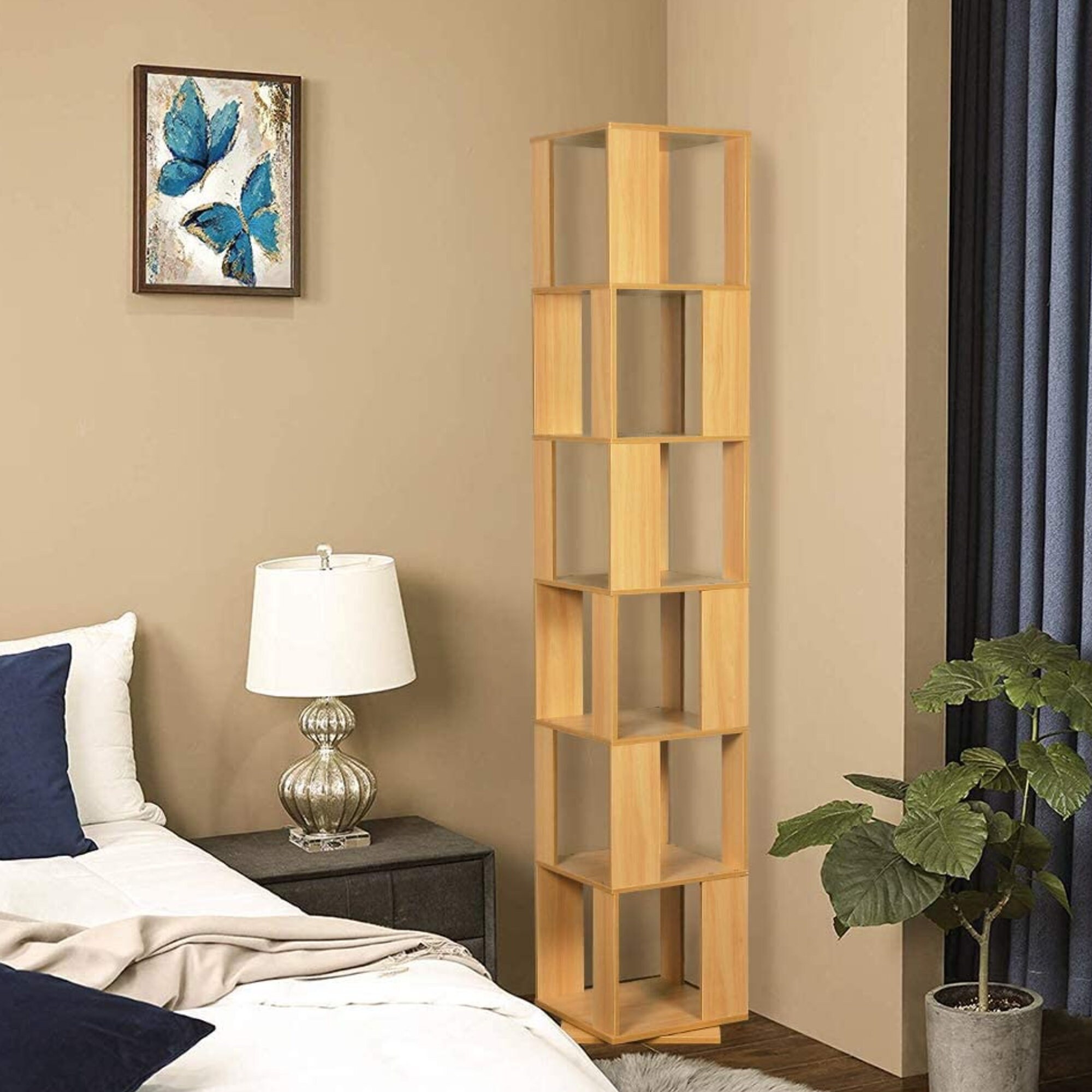 6Tier Bookcase 360 Degree Rotating Bookshelf Corner Shelf Etsy