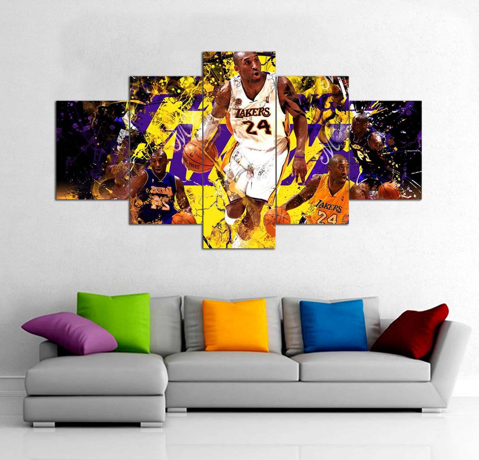 Kobe Bryant Canvas 5 Panel Framed Kobe Bryant Canvas Wall Etsy
