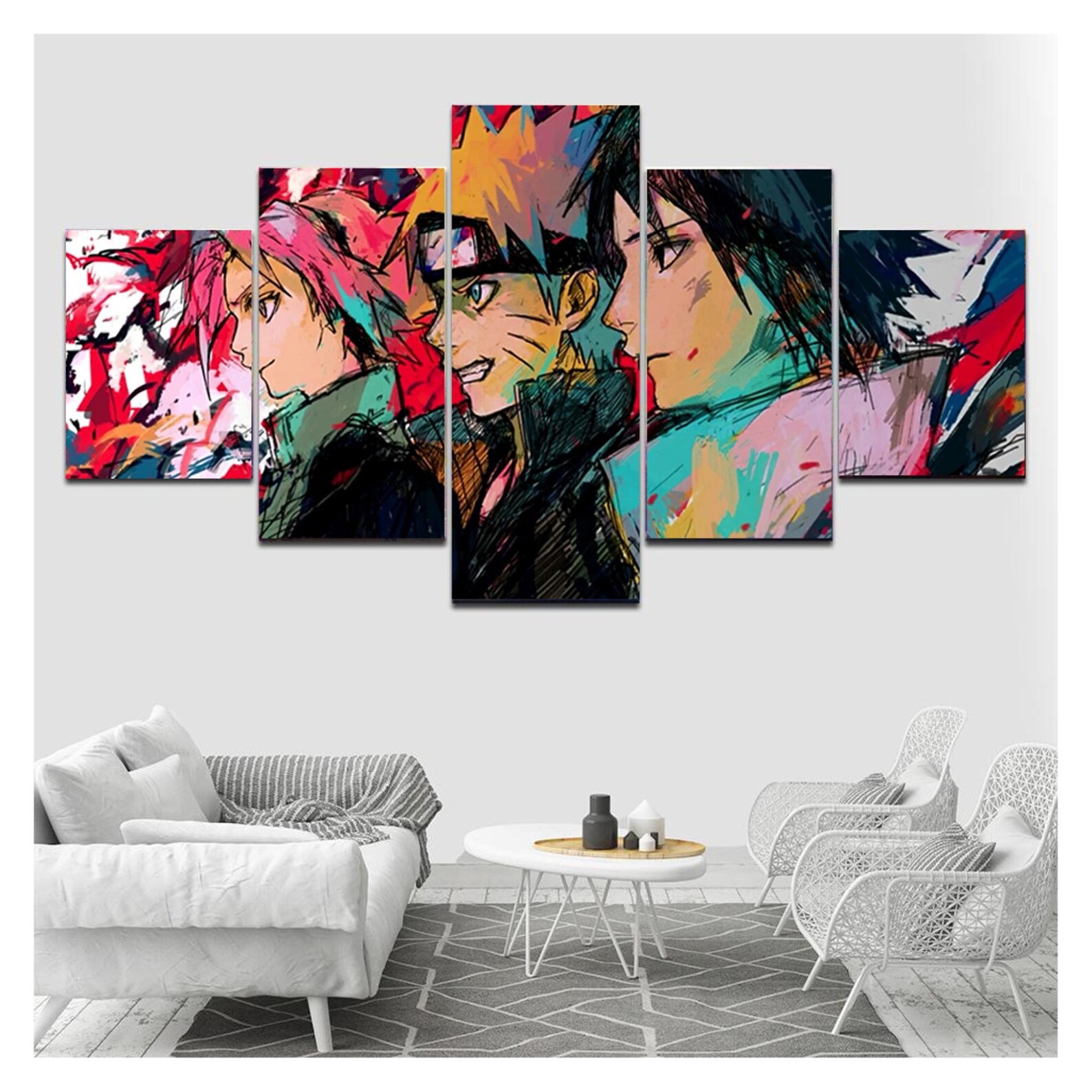 Japanese Anime Manga Canvas 5 Panel Framed Naruto Canvas 5 Etsy