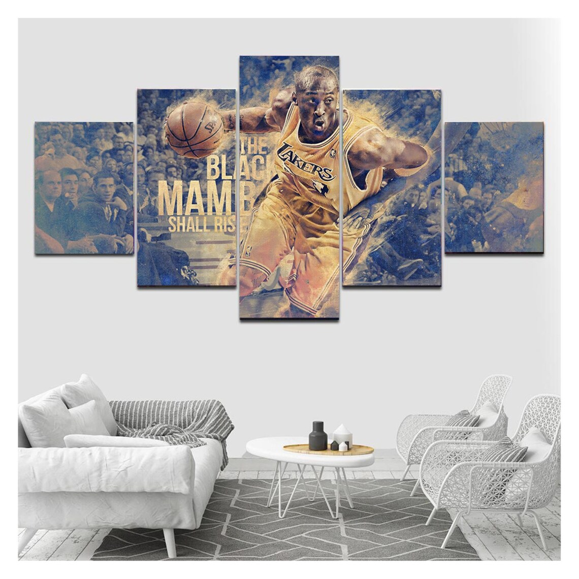 Kobe Bryant Canvas 5 Panel Framed Kobe Bryant Canvas Wall Etsy