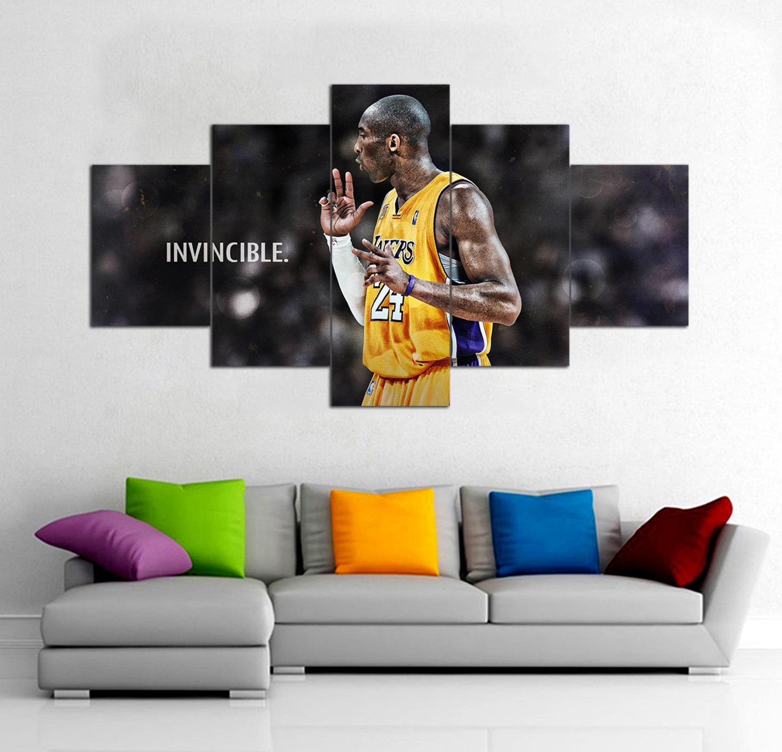 Kobe Bryant Canvas 5 Panel Framed Kobe Bryant Canvas Wall Etsy