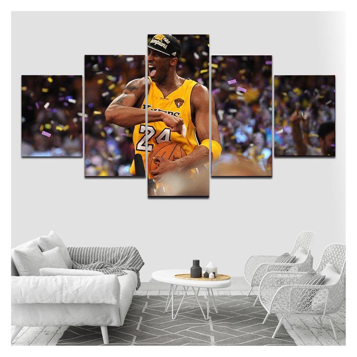 Kobe Bryant Canvas 5 Panel Framed Kobe Bryant Canvas Wall Etsy