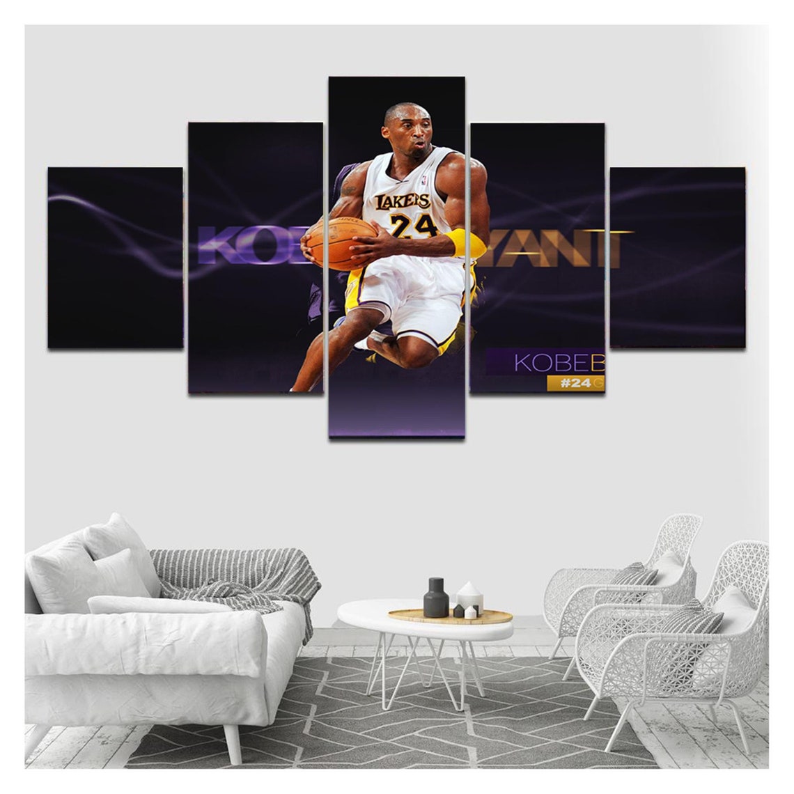 Kobe Bryant Canvas 5 Panel Framed Kobe Bryant Canvas Wall Etsy