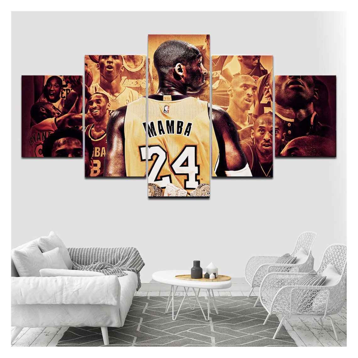 Kobe Bryant Canvas 5 Panel Framed Kobe Bryant Canvas Wall Etsy