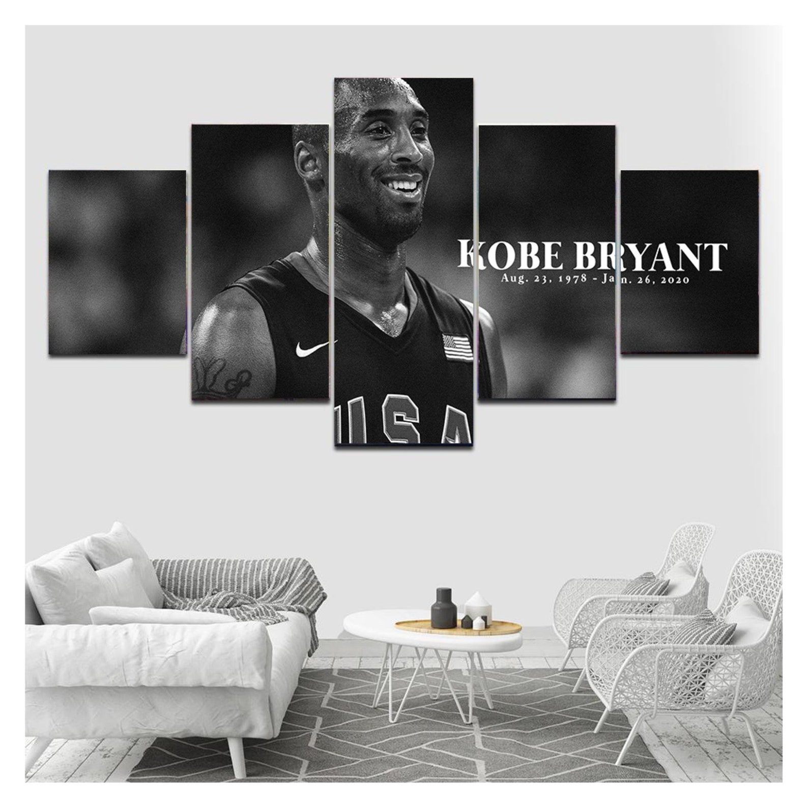Kobe Bryant Canvas 5 Panel Framed Kobe Bryant Canvas Wall Etsy