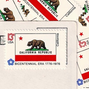 5+ Vintage Unused California State Flag 13 Cent Stamps - USA Postage Set (New/Mint Condition)