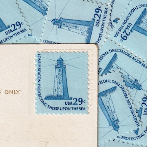 10 Vintage Unused Lighthouse Americana 29 Cent Stamps - USA Postage Set (New/Mint Condition)
