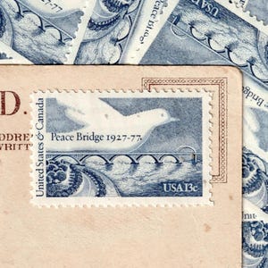 10 Vintage Unused Peace Bridge Dove 13 Cent Stamps - USA Postage Set (New/Mint Condition)