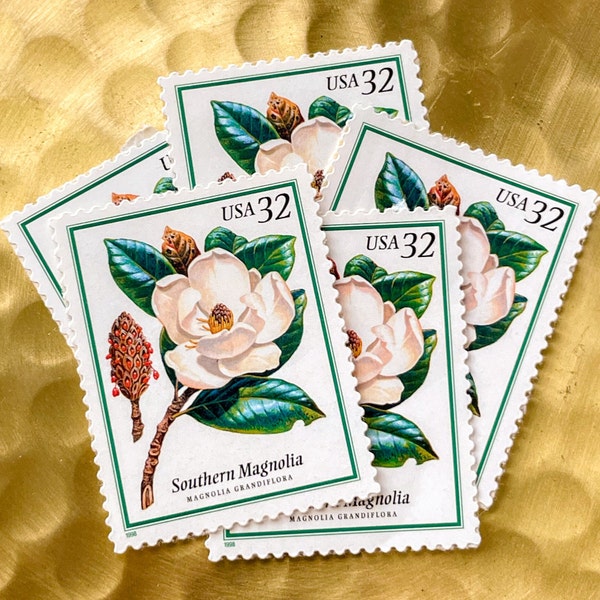 Stamp Sets - 32 Cent "Southern Magnolia" New Vintage Postage Singles from FLOWERING TREES Series - Mint | Self-Adhesive #3193, 1998