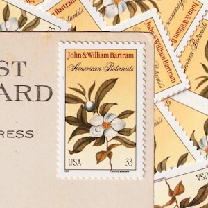 10 Vintage Unused Bartram Botanicals 33 Cent Stamps - USA Postage Set (New/Mint Condition)