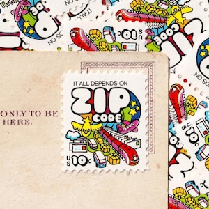 10 Vintage Unused Rainbow Zip Code Pop Art 10 Cent Stamps - USA Postage Set (New/Mint Condition)