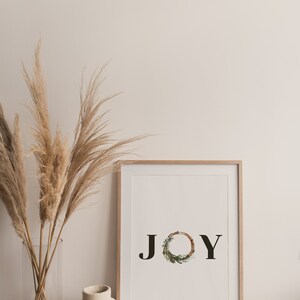 Printable Watercolor Joy Wreath Christmas Decoration Minimal Quote ...