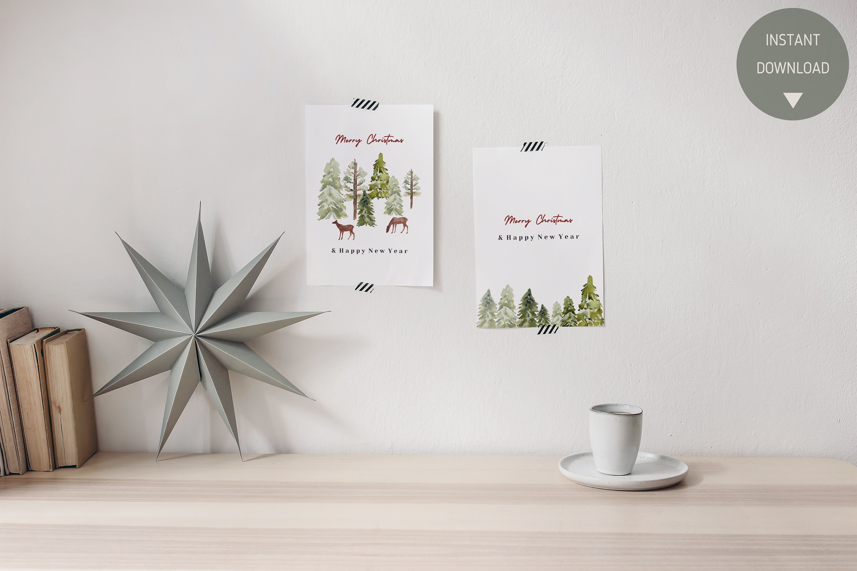 Watercolor Winter Snowy Wonderland | Set of 2 Cards | Forest Pine Trees ...