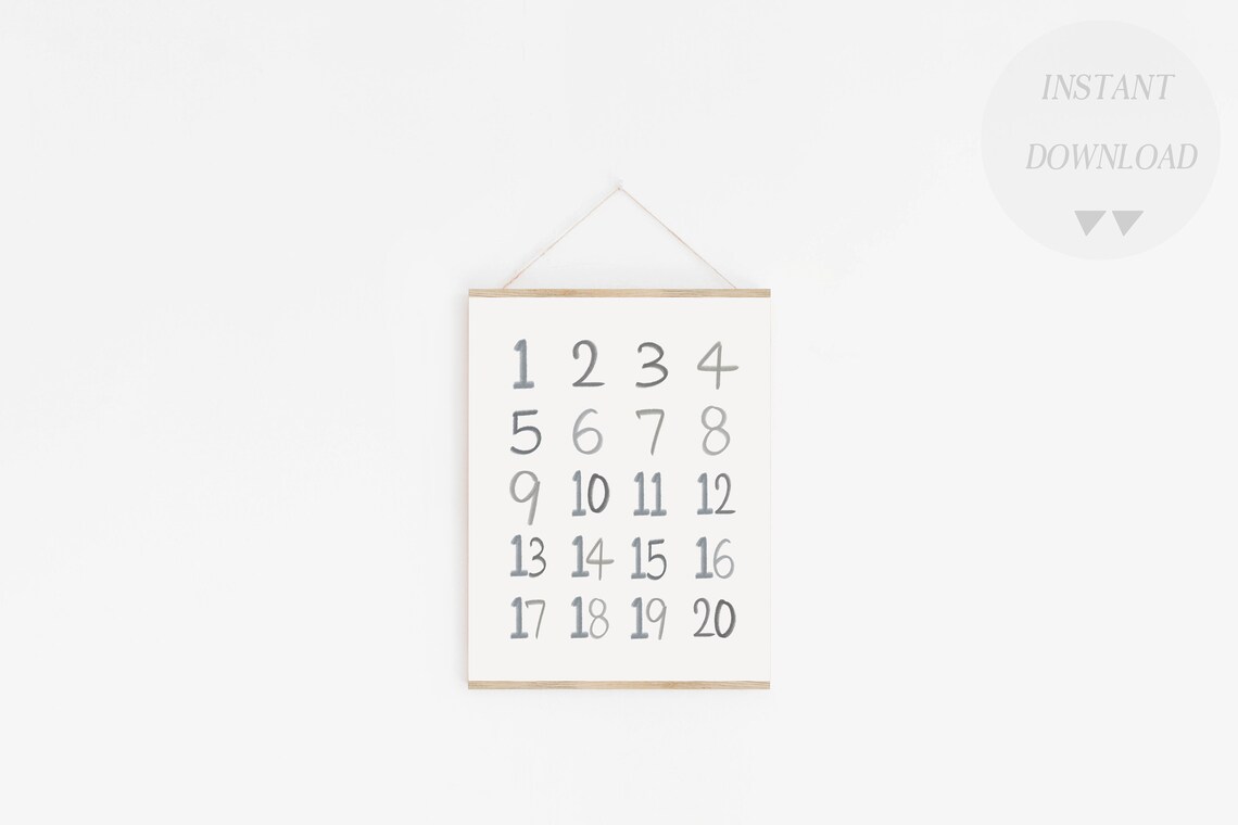 Numbers Poster Printable Wall Art Numbers Printable Art Kids Etsy