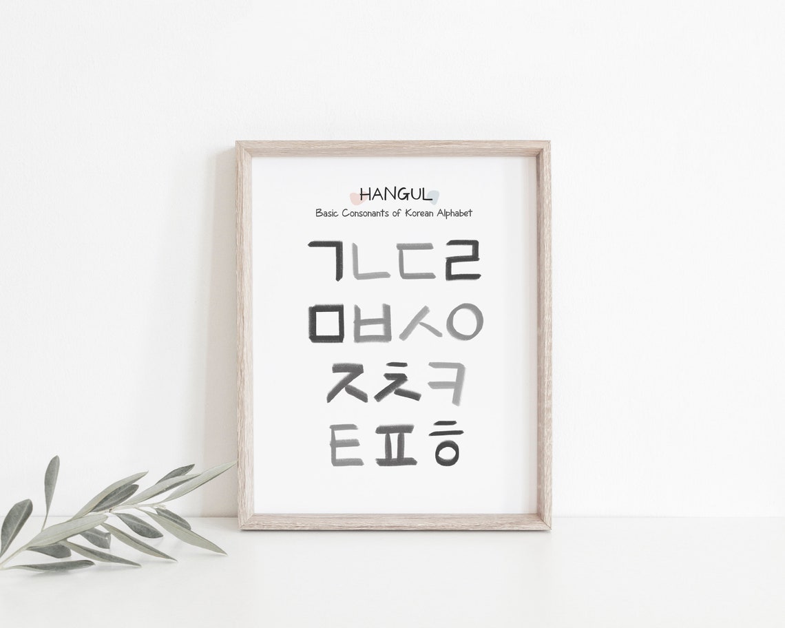 Korean Alphabet Poster Printable Korean Alphabet Poster Art | Etsy