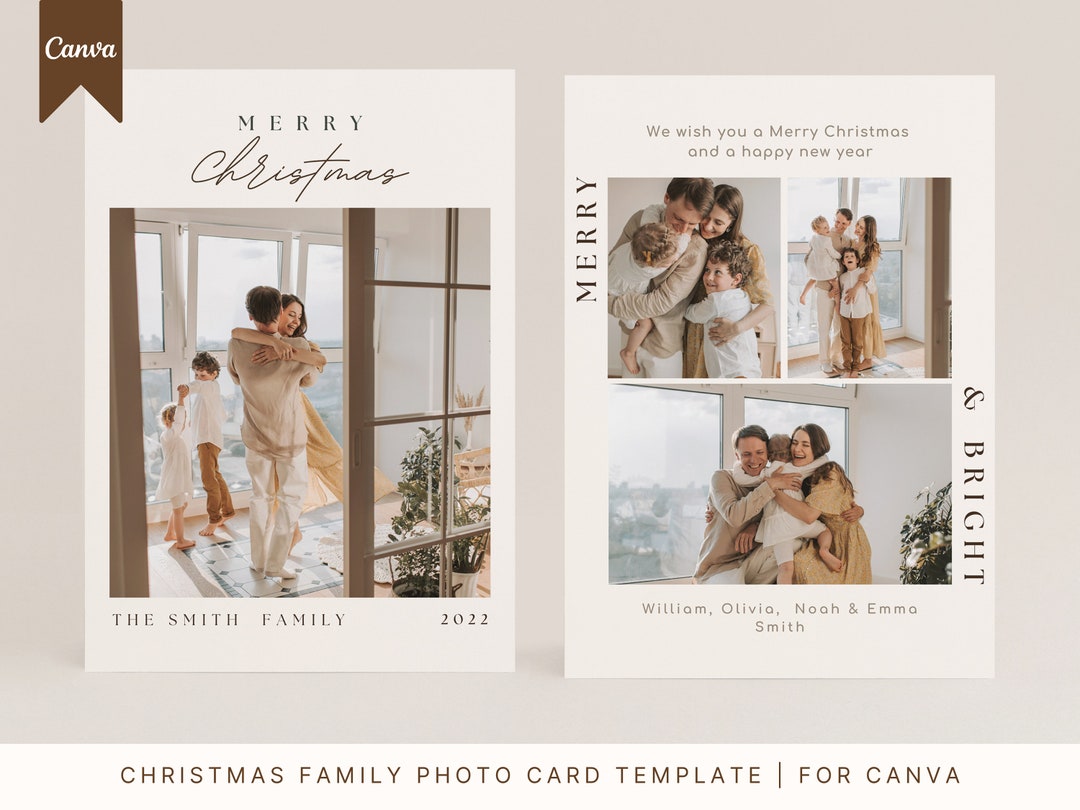 Modern Christmas Family Photo Card Template | Canva Holiday New Year ...