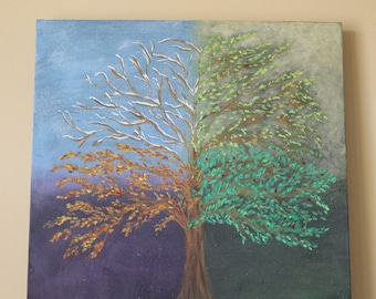 Pintura del árbol de las estaciones de la vida (2)