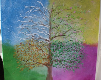 Pintura del árbol de las estaciones de la vida (6)