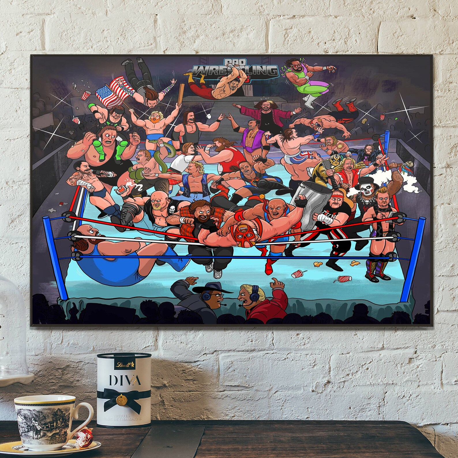 Wrestling Art Canvas Wrestlemania Canvas Print WWF WCW WWE Etsy