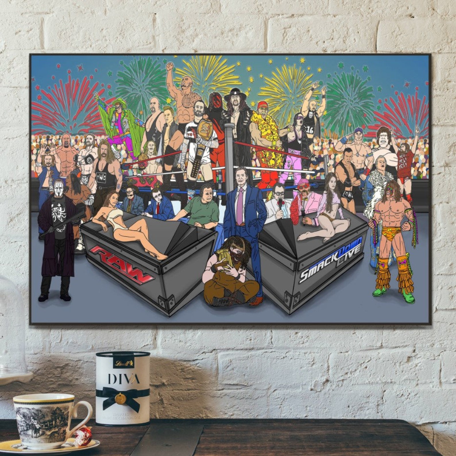 Wrestling Art Canvas Wrestlemania Canvas Print WWF WCW WWE Etsy