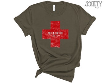 MASH Shirt | 4077th Division Tshirt | M*A*S*H Tee | 70s | 80s | TV Sitcom | Military Army | Hawkeye | Hot Lips Houlihan | Radar | Trapper