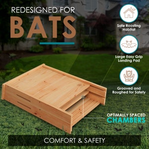 Large Bat House Bat Box Double Chambered Bat Houses Improved Air Flow & Easy-Grip Surfaces Perfect Bat House Nursery / Bat Shelter image 3