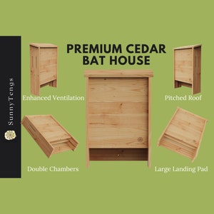 Large Bat House Bat Box Double Chambered Bat Houses Improved Air Flow & Easy-Grip Surfaces Perfect Bat House Nursery / Bat Shelter image 9