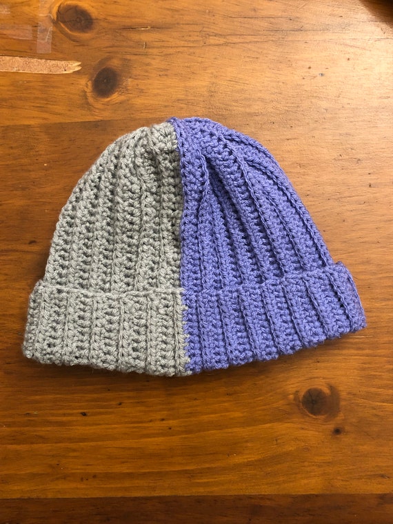 Handmade Gray and Purple Crochet Beanie Womens Beanie Cloche Handmade Purple Crochet Hat Gray Brown  main image 4