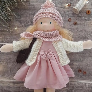 Female Waldrof Doll, Can Stand, Removable Clothes, Valentines Day Gift,  Sleep Mate, Organic Handmade Doll,  Custom Play doll,