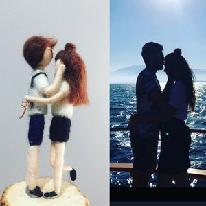 Personalized  Portrait Satatue, Custom Felted, Mother&#39;s Day Gift, Engaged Couple Felt, Handmade Couple Felt, Wool Felted Figurine, Playmate
