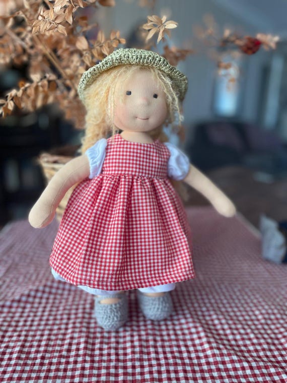 13 inches Waldorf with gift bag, Waldorf Baby Doll, Gift For Child, She can stand with her amazing shoes,  Also gift name embroidery,