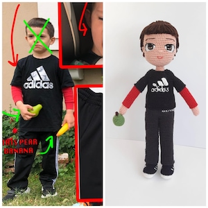 Custom Portrait Crochet Doll, Amigurumi Miniature, Amigurumi Boy Doll, Mini Me Doll,Personalized Doll, Personalized Gift, Mother&#39;s Day Gift