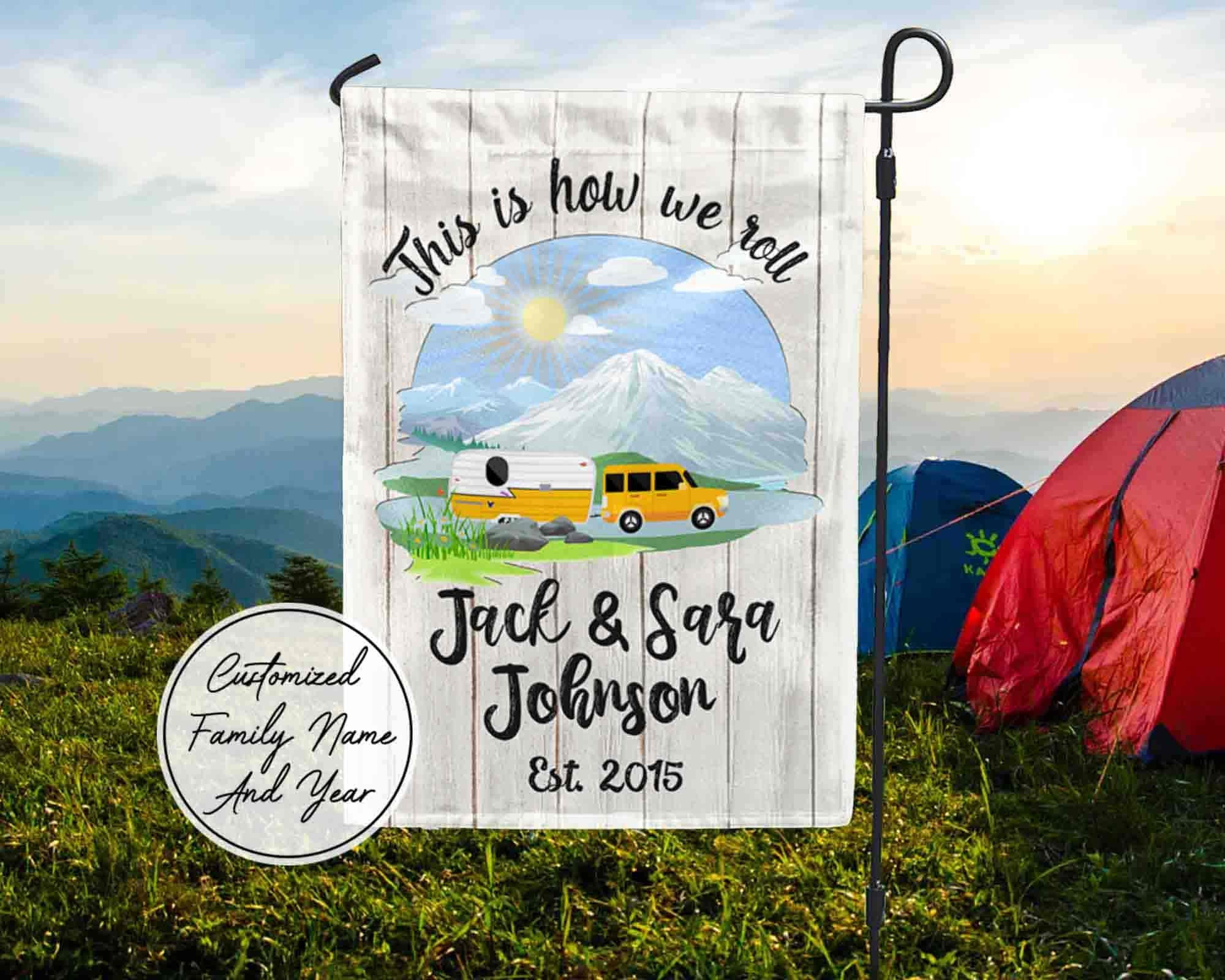 Personalized Camping Flag Gifts For Campers Campsite Sign Etsy