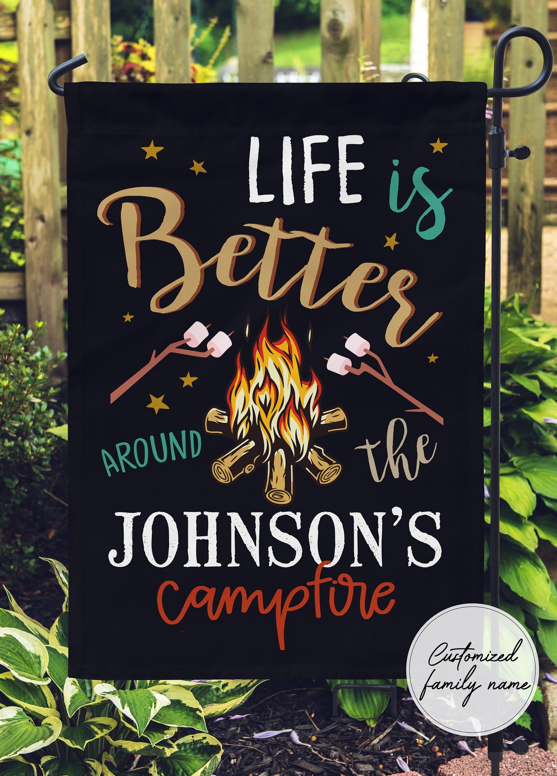 Personalized Camping Flag Double Sided Campsite Sign Flag Etsy