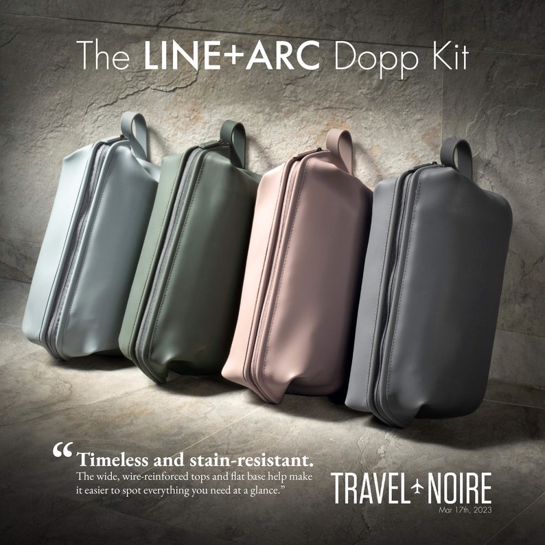 The LINEARC Dopp Kit Modern Silicone Toiletry Bag. Makeup Organizer, Travel Cosmetics Case, Waterproof Fabric, Easy to Clean. image 2