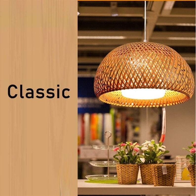 Bamboo Lamp Shade Pendant,Rattan Lamp Shade,Wicker Lampshade,Wicker Lamp,Bamboo Light Fixture,Rattan Light Pendant,Bamboo Light,Rattan Light image 2