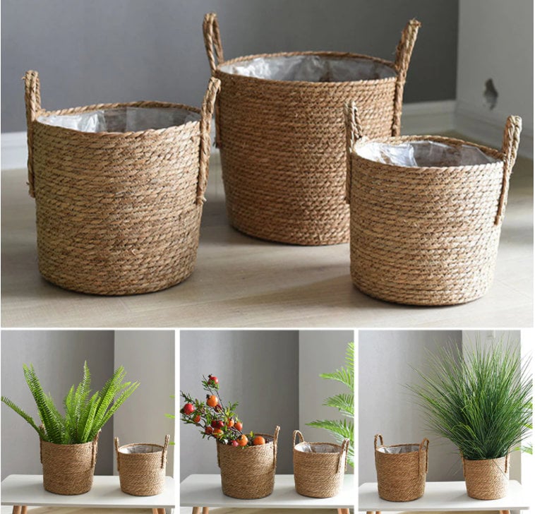 Woven Basket with Handle, Vietnam Traditional Handmade Rattan Wicker  Storage Basket – Paintingforhome