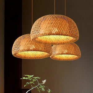 Bamboo Lamp Shade Pendant,Rattan Lamp Shade,Wicker Lampshade,Wicker Lamp,Bamboo Light Fixture,Rattan Light Pendant,Bamboo Light,Rattan Light image 9
