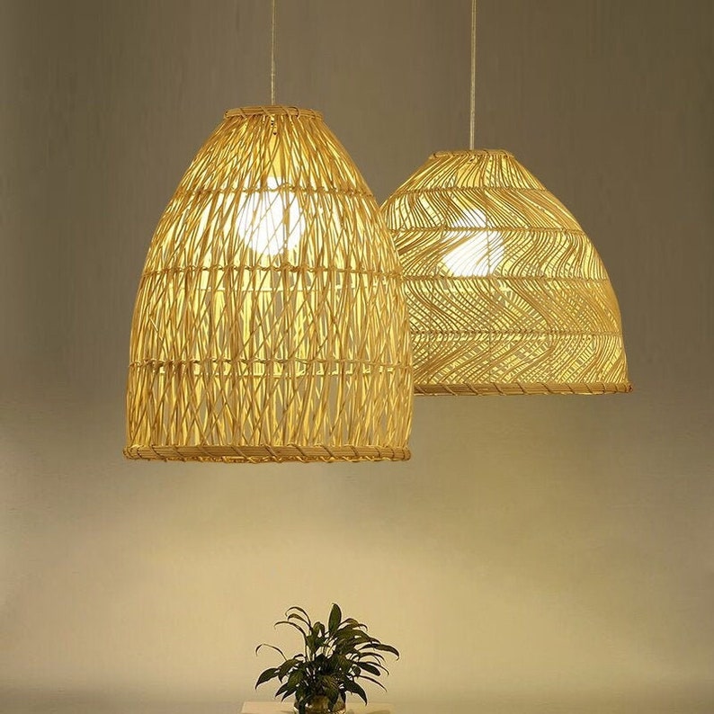 High Qualityrattan Lamp Shade Pendantrattan Lampbamboo Etsy