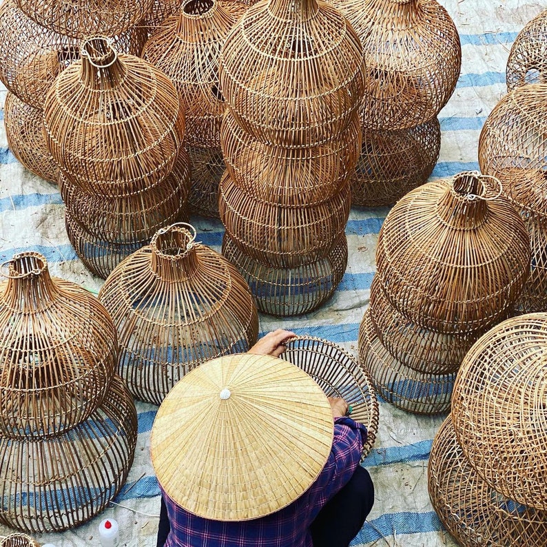 High Qualityrattan Pendant Lightrattan Lightbamboo Pendant Etsy