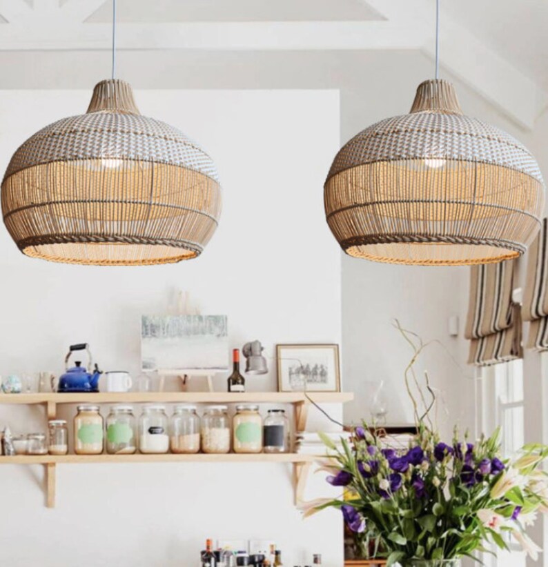 High Qualityrattan Pendant Lightrattan Lightbamboo Pendant Etsy