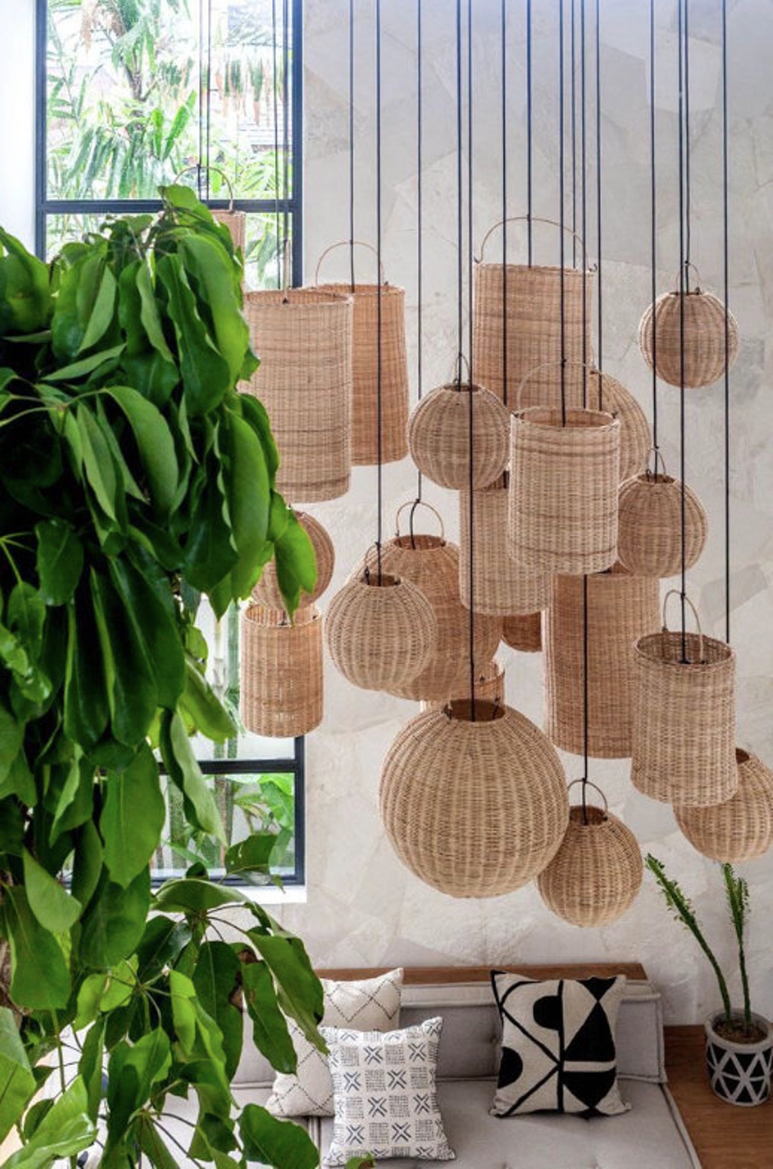 High Qualityrattan Pendant Lightbamboo Lamprattan Etsy