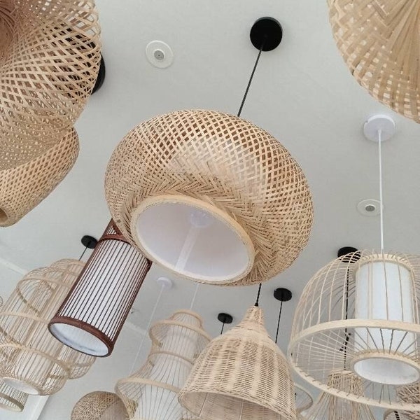 Hoge kwaliteit-Wicker lampenkap, rattan lampenkap, Rotan lamp, Rotan Lichtlamp, Bamboe lampenkap, Bamboe lichttinten, Bamboe Lamp Shade