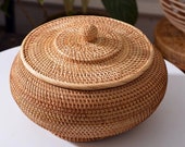 Rattan Round Basket Tray,Rattan Storage Basket,Wicker Tray,Handmade Tray,Bowl Rattan,Straw Bowl,Rattan Decor,Rattan Basket,Basket With Lid