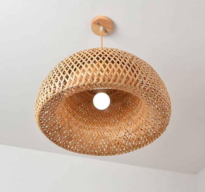 Bamboo Lamp Shade Pendant,Rattan Lamp Shade,Wicker Lampshade,Wicker Lamp,Bamboo Light Fixture,Rattan Light Pendant,Bamboo Light,Rattan Light image 1