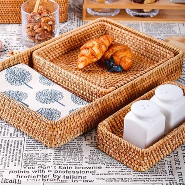 Rattan Tray Rectangular,Wicker Rattan Tray,Rattan Basket,Rattan Tray Handles,Wicker Straw Rattan,Rectangle Rattan Tray,Rattan Breakfast Tray