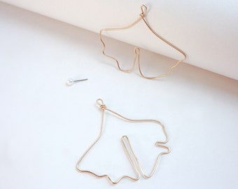 Ginkgo Earrings | Floral Artisan Wire Earrings Handmade, statement earring, brass wire, dangle & drop, minimalist modern metal earring,