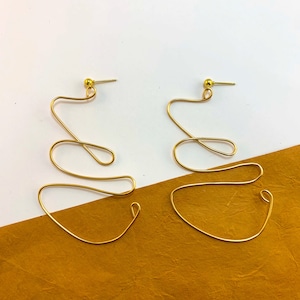 WAVY Earrings | Abstract Wire Statement Earring Handmade, statement earring, brass wire, dangle & drop, minimalist modern metal earring,