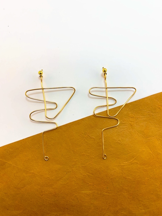ZIGGY Earrings Abstract Wire Statement Earring Handmade Statement